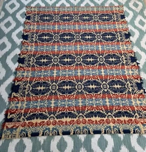 ANTIKER 1846 Jacquard DECKEL - J. H. March John Henry PENNSYLVANIA ~ 80 x 63" - Bild 1 von 16