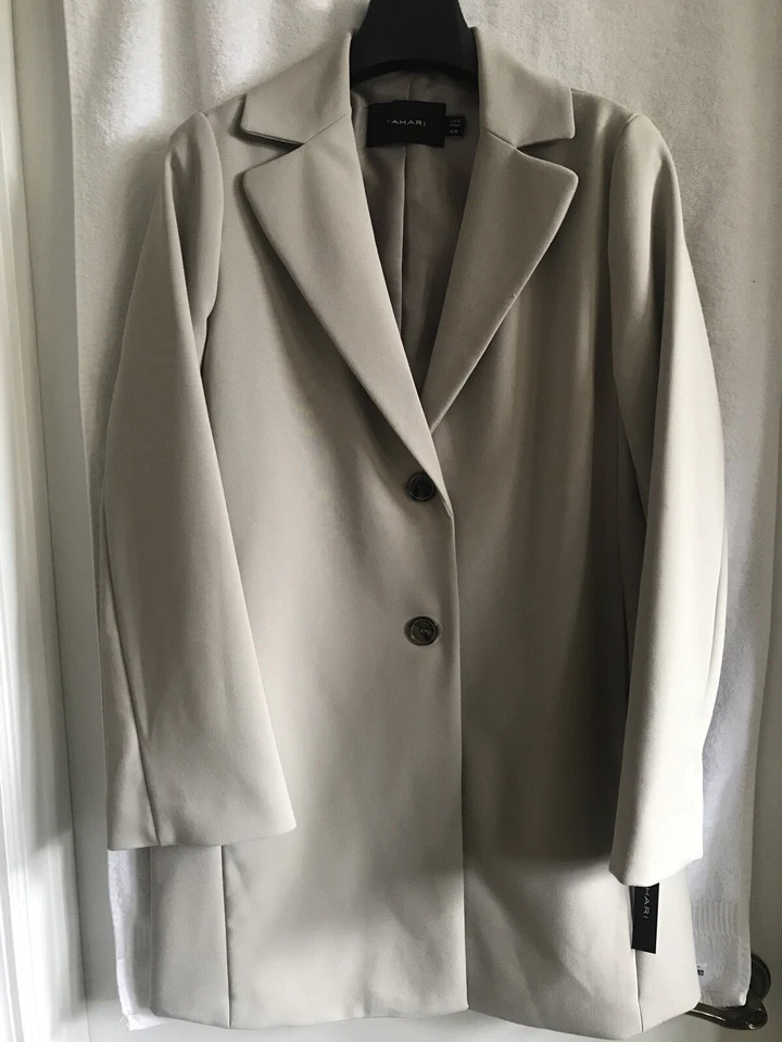 Tahari Women's Jayden Crepe Topper Coat Hazelnut Size Medium