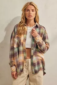 BDG Urban Outfitters Andy Washed Flannel Shirt Top Plaid Printed Cotton M 275781 - Picture 1 of 8