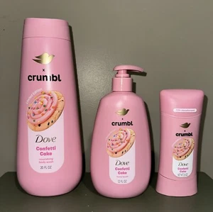 3 Pcs New Dove X Crumbl Confetti Cake Body Wash Hand Soap Deodorant Bundle Set - Picture 1 of 8