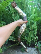 Placa de plata de 32 "SHOFAR Cuerno de kudÃº con estrella de David y menorÃ¡ injertada