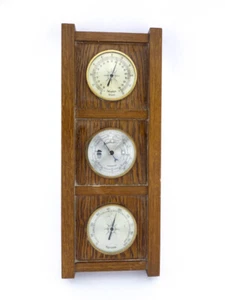 Preciosa estación meteorológica de pared grande de los años 60 en carcasa de madera - Imagen 1 de 7