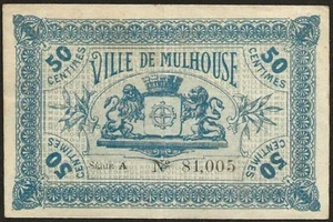 Billet de nécessité - Mulhouse (68) - 50 centimes 18-12-1918 SUP+ ! JP.132.01 - Picture 1 of 2