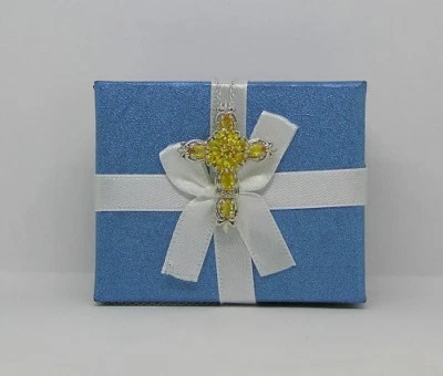 Faceted Round, Oval & Pear Yellow Sapphires In A Cross, S/S W/18" Princess Chain - Image 1 of 4