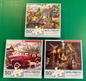 3 Teile & Teile 50 Teile Puzzle Garten Landhaus Labador Retriever Krippe - Bild 1 von 8