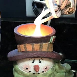 Crazy Mountain Snowman Head Electric Plug-in Candle Winter Holiday 3.75 in - Picture 1 of 6