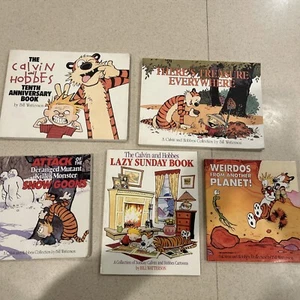Calvin & Hobbes Lot 5x Tenth Anniversary Treasure Everywhere Lazy Sunday Attack - Picture 1 of 24