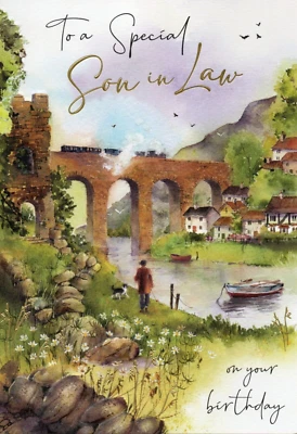 JONNY JAVELIN SON~IN~LAW BIRTHDAY CARD ~ QUALITY CARD ~ TRADITIONAL DESIGN & LOVELY VERSE