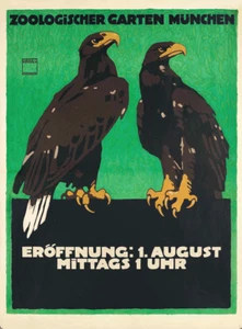 Zoologischer Garten Munchen | Ludwig Hohlwein | 1912 German Zoo Travel Print - Picture 1 of 9
