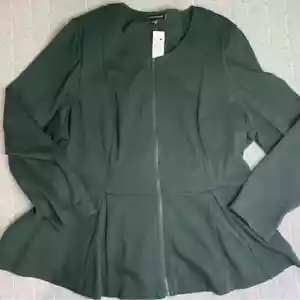 Lane Bryant Size 26 Green Peplum Zip Front Jacket NWT - Picture 1 of 6