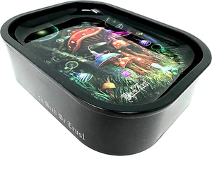 Black Leaf Mini Smoking Tin Box with Rolling Tray - Picture 1 of 8