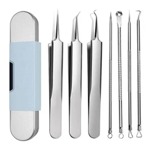 7Pcs Stainless Steel Blackhead Extraction Tool Kit Acne Removal Kit Beauty T GF - Picture 1 of 12