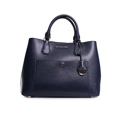 Nuevo con etiquetas Bolso de Hombro Michael Kors Greenwich Grande de Cuero AZUL MARINO $498+ Foto 1 de 4