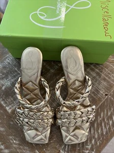 Sam Edelman Z1438* Meghan Braid Damen-Pantolette Sandale goldfarben Größe 8,5 - Bild 1 von 5