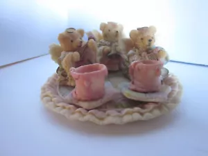 VTG 1996 Popular Imports Angel Teddy Bears Decorative Miniature Tea Set 9 pieces - Picture 1 of 7