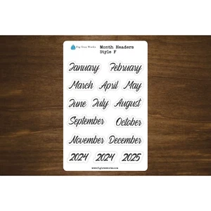Month Header Planner Stickers | Month Names Sticker | Style F - Picture 1 of 3