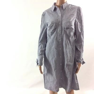 Camisa social feminina Eci A5 com botões 100% algodão manga longa listrada azul tamanho 4 - Imagem 1 de 4