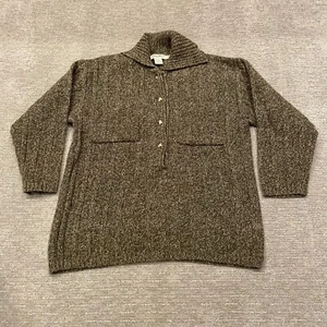 Vintage Eddie Bauer Sweater Women Medium Pullover Knit Wool Collar Pocket Button - Picture 1 of 14