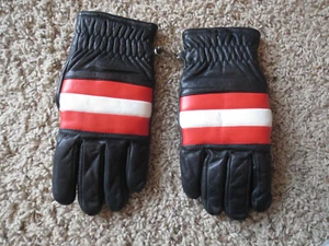 Vintage Wells Lamont schwarz mit rot/weißen Streifen Retro Winterhandschuhe Damen M  - Bild 1 von 5