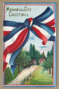 ESTADOS UNIDOS Día de los Caídos Saludo 1900 POSTAL PATRIÓTICA Repujada - Imagen 1 de 2