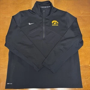 Iowa Hawkeyes Sweater Mens Extra Large Black 1/4 Zip Dri Fit Nike - Picture 1 of 13