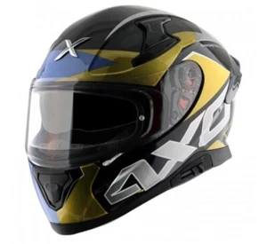 Casco completo moto Axor Apex Chromtech Brillo Negro Azul ECE 22.05 DOT - Imagen 1 de 4
