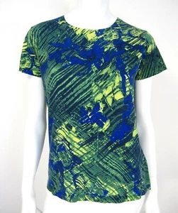 Kenar Short Sleeve Sweater Size M Medium Green Blue Yellow Crew Neckline 095 - Picture 1 of 7