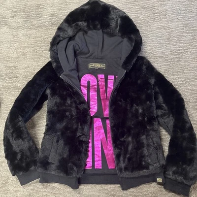 Limited Edition Victoria Secret Pink Faux Fur Hoodie Medium - Image 1 of 4