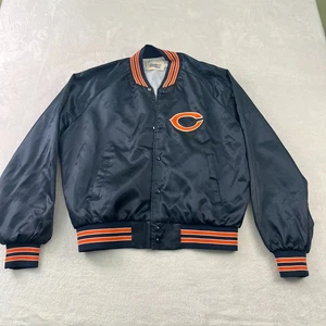 Giacca uomo Chicago Bears linea gesso XL blu scuro raso bomber NFL vintage - Foto 1 di 9