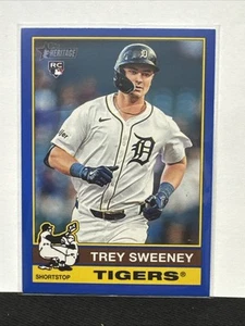 Trey Sweeney 2025 Topps Heritage #432 RC SP BLUE BORDER Rookie Card - Tigers - Picture 1 of 10