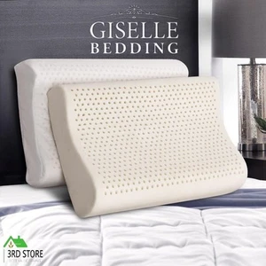 Giselle Natural Latex Pillow Talalay Contour Pillows 2-Zone Luxurious w/Cover - Picture 1 of 6