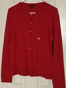 LOFT Strickjacke Strass Knopfleiste rot Wollmischung Größe leicht Large neu ohne Etikett - Bild 1 von 4