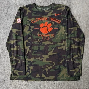 Nike Dri Fit Clemson Tigers Salute Service Veterans Long Sleeve T Shirt Camo XL - Picture 1 of 12