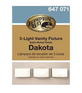 Hampton Bay 3 Light Vanity Bathroom Light Fixture Dakota 647 071 * Read - Picture 1 of 7
