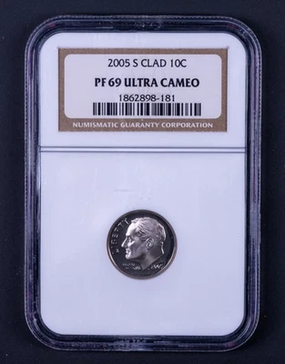 2005-S Silver 10c Roosevelt Dime NGC PF69 ULTRA CAMEO Brown Label WB181 - Image 1 of 2