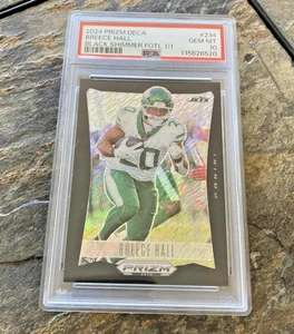 🏈2024 Panini Prizm Deca BREECE HALL Black Shimmer 1/1 #234 PSA 10 NEW YORK JETS - Bild 1 von 2