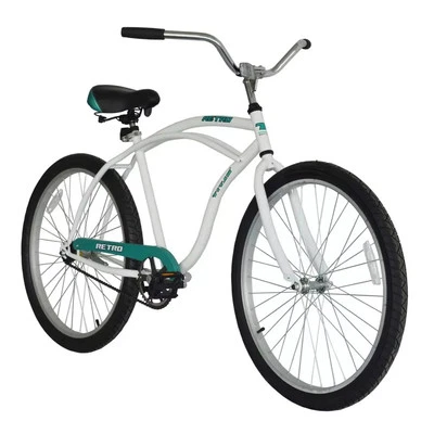 Men's Retro Beach Cruiser Bike 26" Perfect Fit Frame,  Single Speed, White - Image 1 of 4