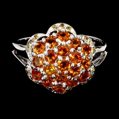 925 纯银戒指 椭圆形黄水晶天然宝石首饰 尺寸 8 — 第 1/4 张图片