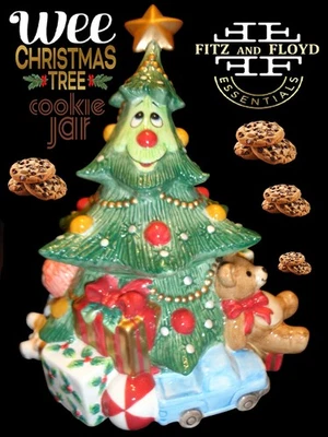 Vintage FITZ and FLOYD Ceramic Porcelain CHRISTMAS TREE Figurine COOKIE JAR N0S - Image 1 of 4