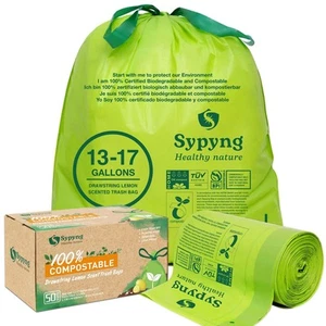 Compostable Trash Bags - Compost Bags with Drawstring - 100% Biodegradable & ... - Picture 1 of 9