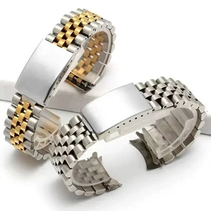 Pulsera de extremo curvo Jubilee 13 mm 17-22 mm correa de reloj de acero inoxidable unisex - Imagen 1 de 12
