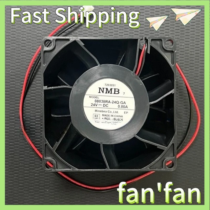 1PCS NEW NMB 08038RA-24Q-GA 8038 DC24V 0.80A 8CM 2-Wire Inverter Cooling Fan - Image 1 of 1