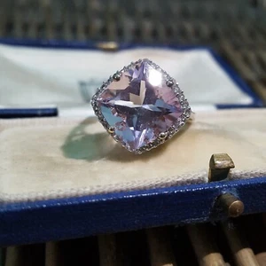 925 Sterling Silver Ring, Natural Rose De France Amethyst Ring, Size P US 7.75 - Picture 1 of 6