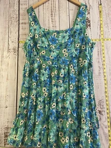 As U Wish Brand Ladies Size 3 XL Strap Blue Floral Dress Stretchy Back - Picture 1 of 5
