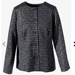 Chico's Tweed Metallic Collarless Gray Knit Blazer Jacket Large BRAND NEW - Picture 1 of 8