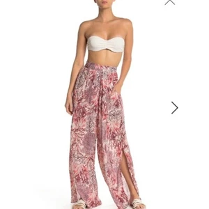 Pantalones Palazzo Maaji Rayón Arrecife Coral Pierna Ancha Encubrimiento Playa Pull On Talla S $180 - Imagen 1 de 7