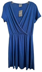 Olivia Rae Women's Twist Front V-Neck Casual Mini Dress Soft Size XL Blue - Picture 1 of 8