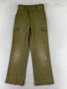 VINTAGE Boy Scouts Pants Youth 24 Green Official Uniform Twill Cargo 24x28 READ - Picture 1 of 15