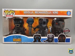 Funko Pop GODZILLA MECHAGODZILLA KONG 3 Pack Edición Especial Cabezas Bobble Figura - Imagen 1 de 9