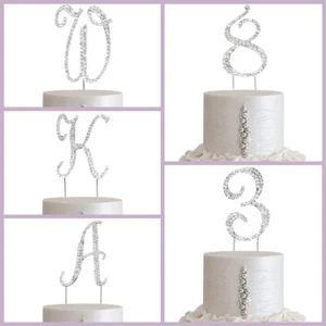 2.5" tall Silver Crystal Rhinestone Cake Topper Wedding Birthday Decorations - Picture 1 of 50